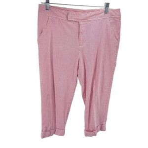 Cato Womens Capri Pants Striped Cropped Stretch Barbiecore Hot Pink Size 12